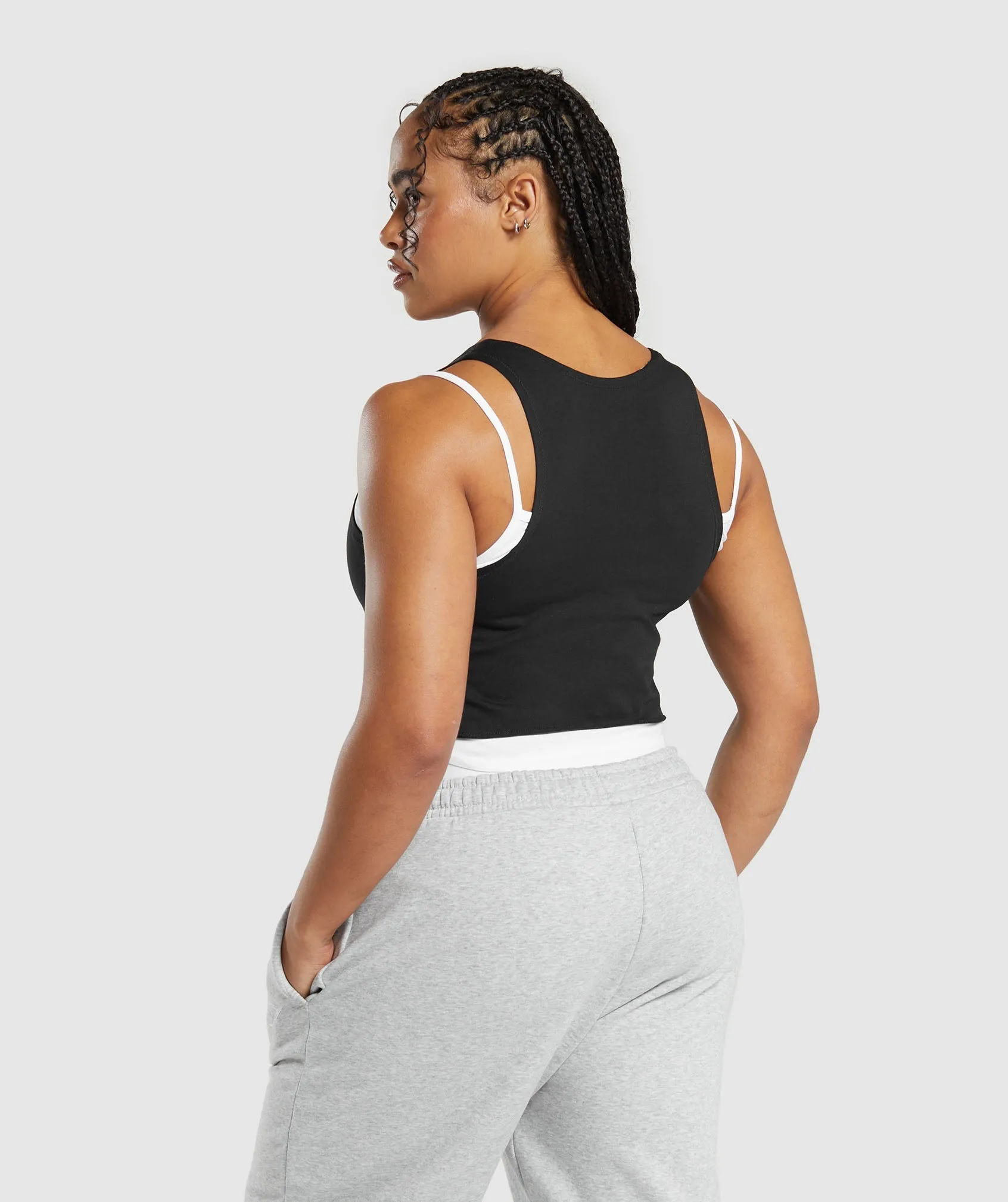 Gymshark Lifting 2 In 1 Crop Tank - White/Black