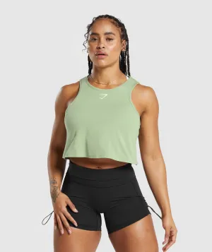 Gymshark Lifting Essential Cotton Crop Tank - Faded Green