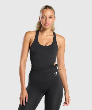 Gymshark Ruched Side Shelf Tank - Black