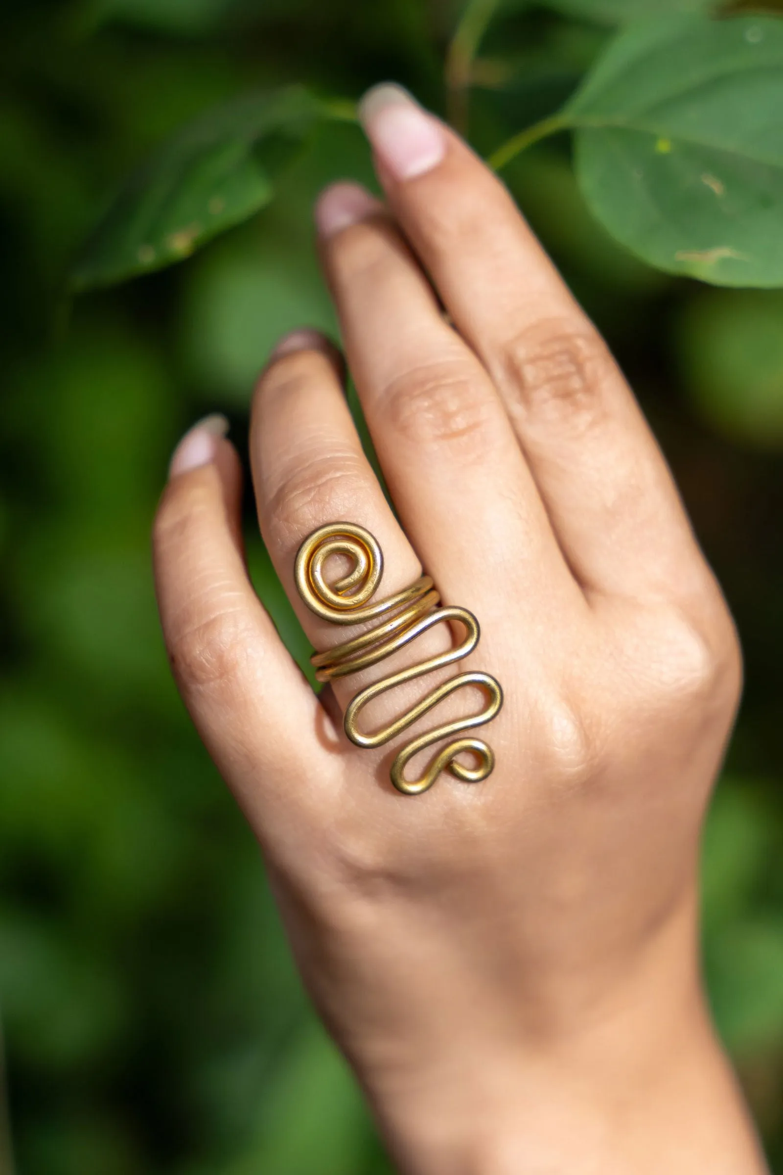 Handmade Adjustable Snake Dokra Brass Ring - Unique Intricate Design for Fashion Enthusiasts