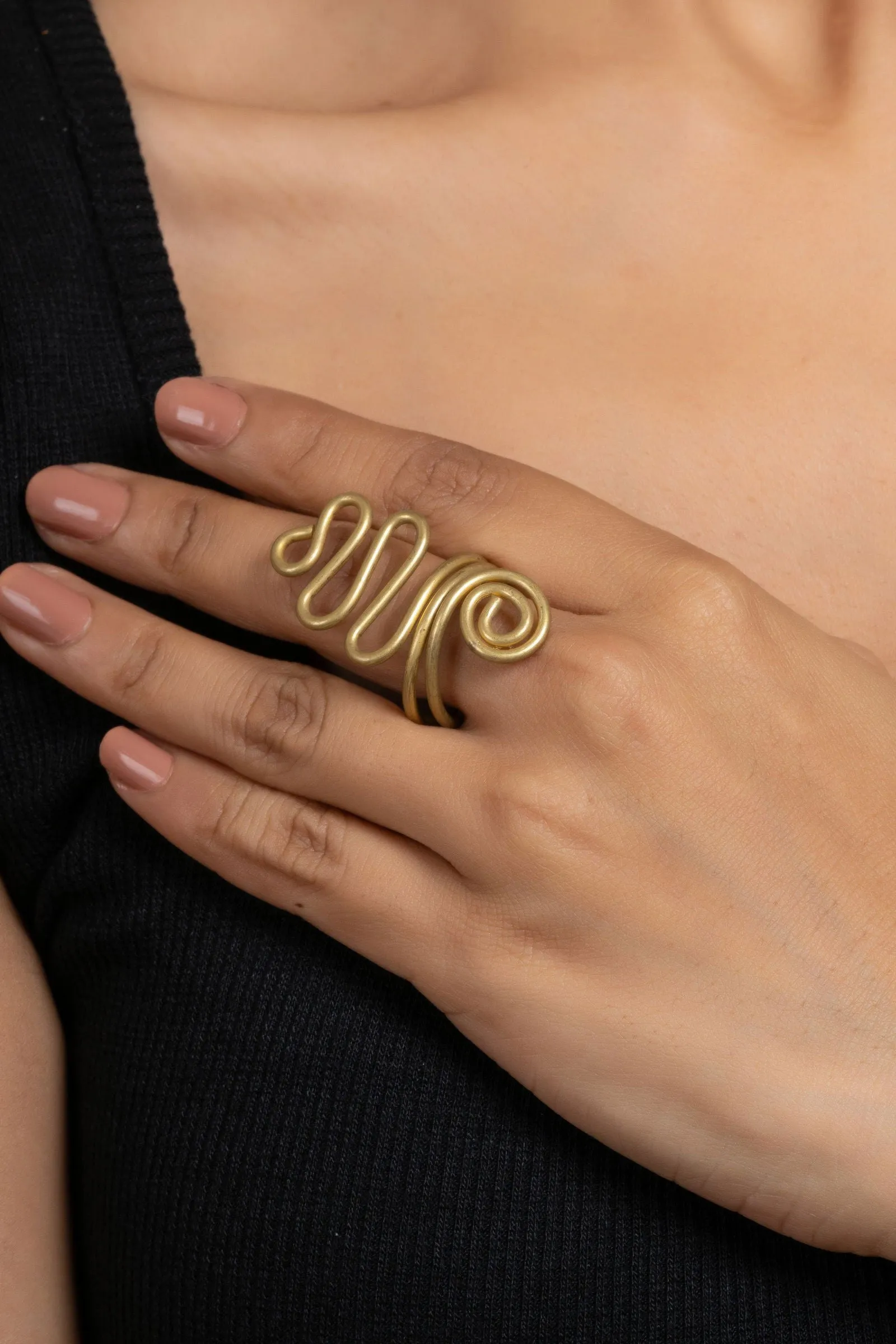 Handmade Adjustable Snake Dokra Brass Ring - Unique Intricate Design for Fashion Enthusiasts