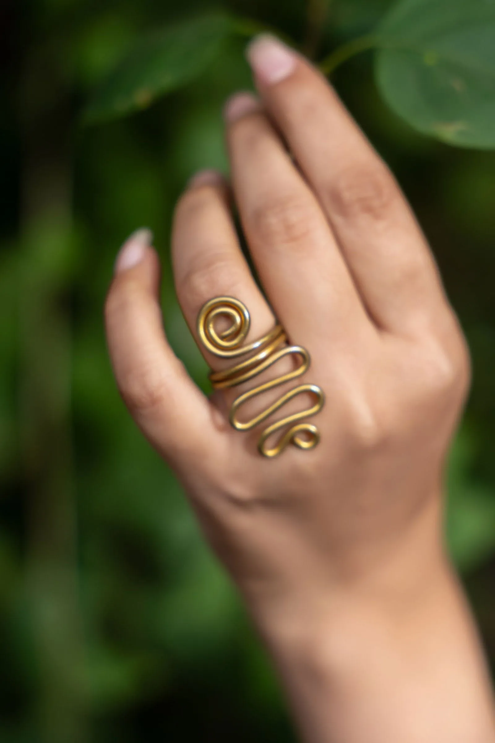 Handmade Adjustable Snake Dokra Brass Ring - Unique Intricate Design for Fashion Enthusiasts