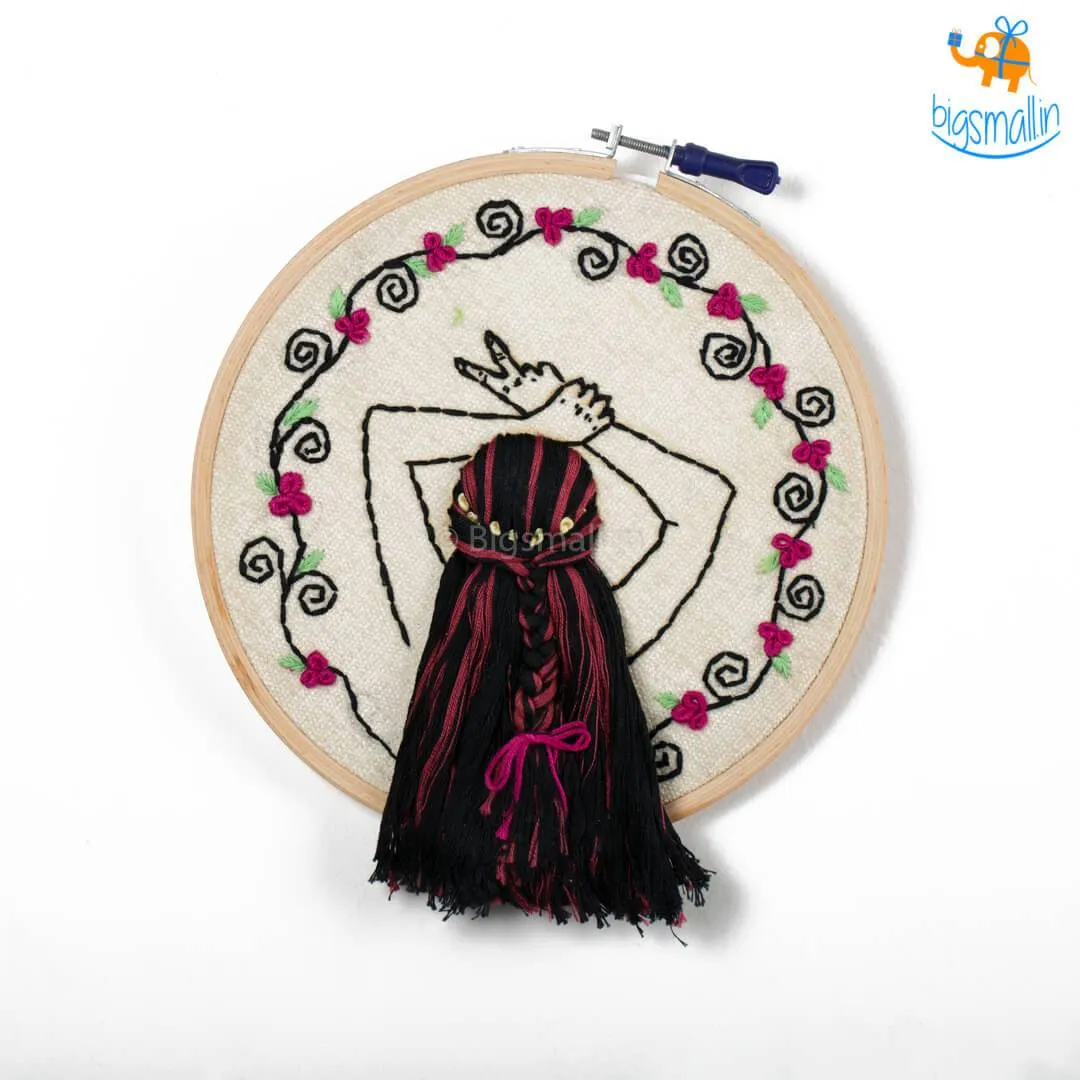 Handmade Boho-Girl Embroidery Hoop Art