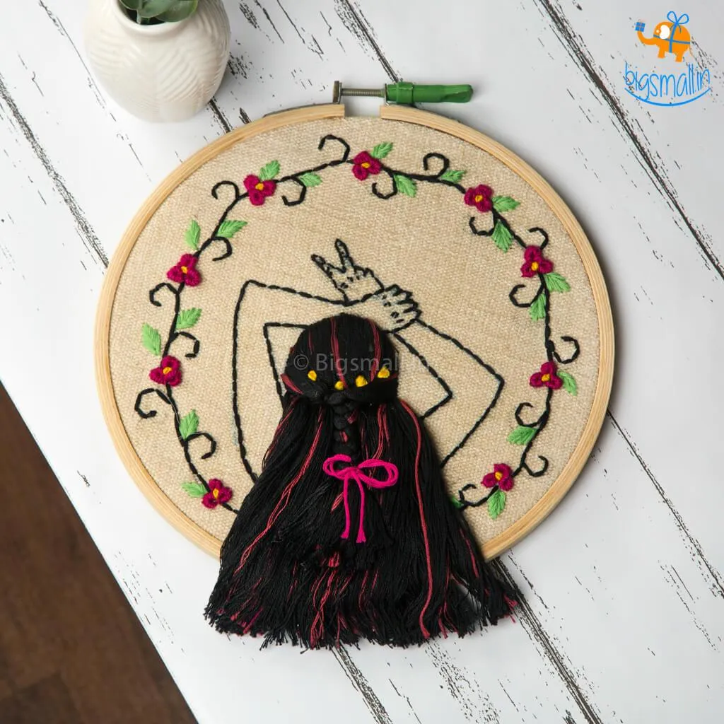 Handmade Boho-Girl Embroidery Hoop Art