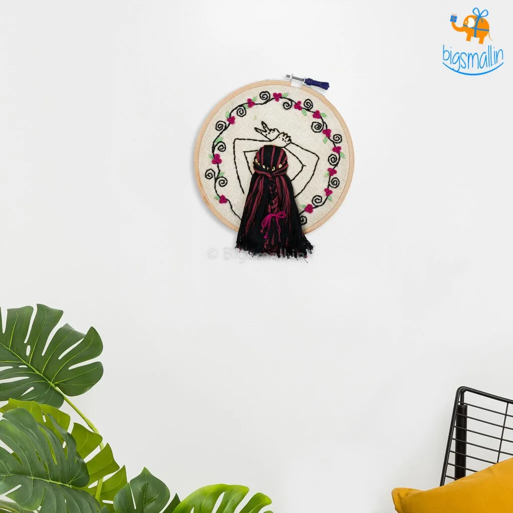 Handmade Boho-Girl Embroidery Hoop Art