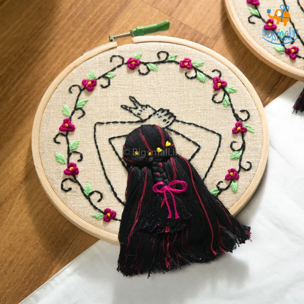 Handmade Boho-Girl Embroidery Hoop Art