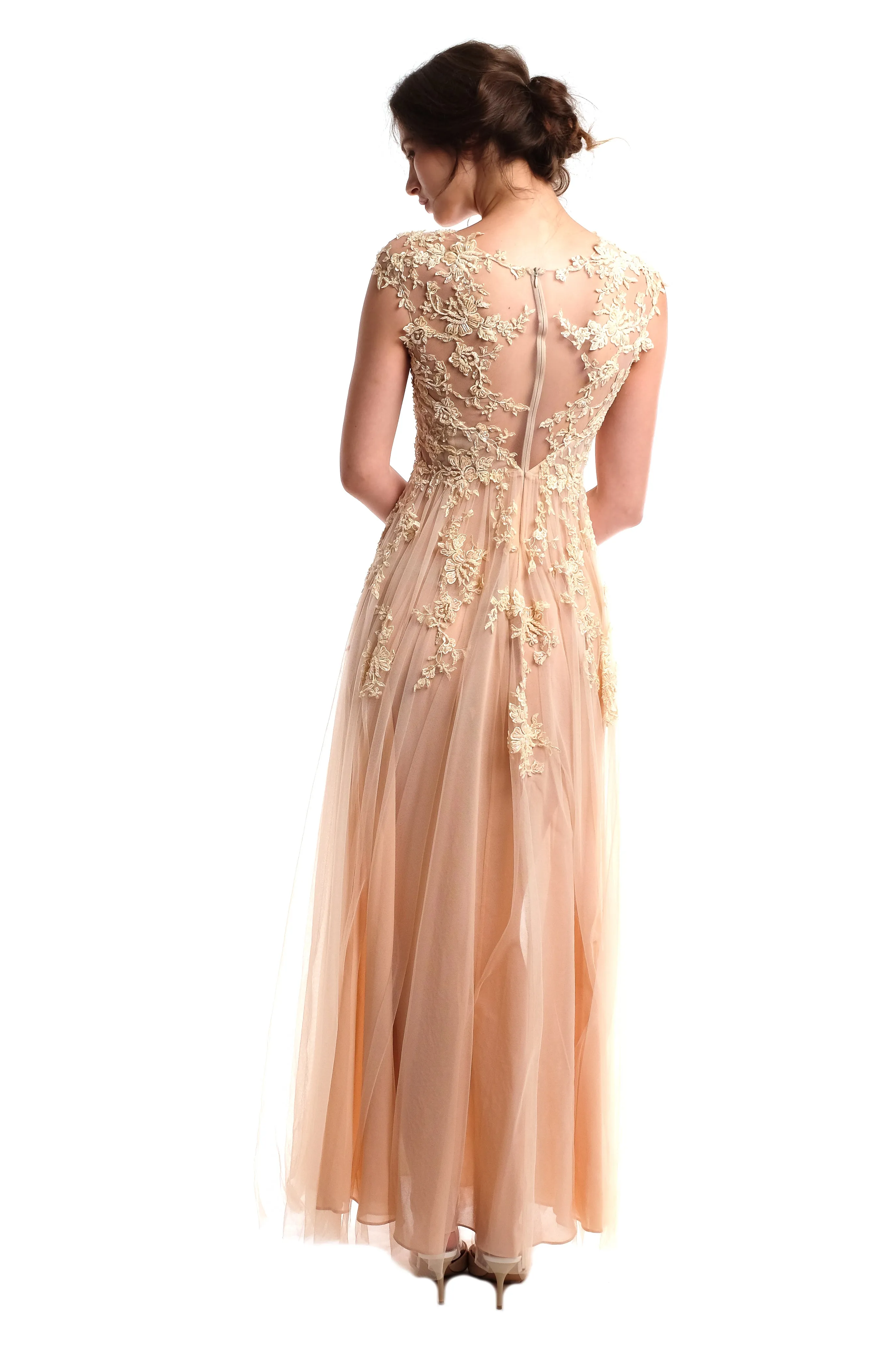 Jeniva Lace Chiffon Gown