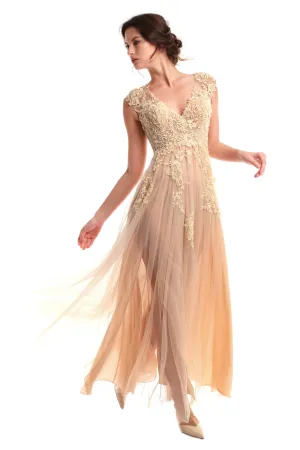 Jeniva Lace Chiffon Gown