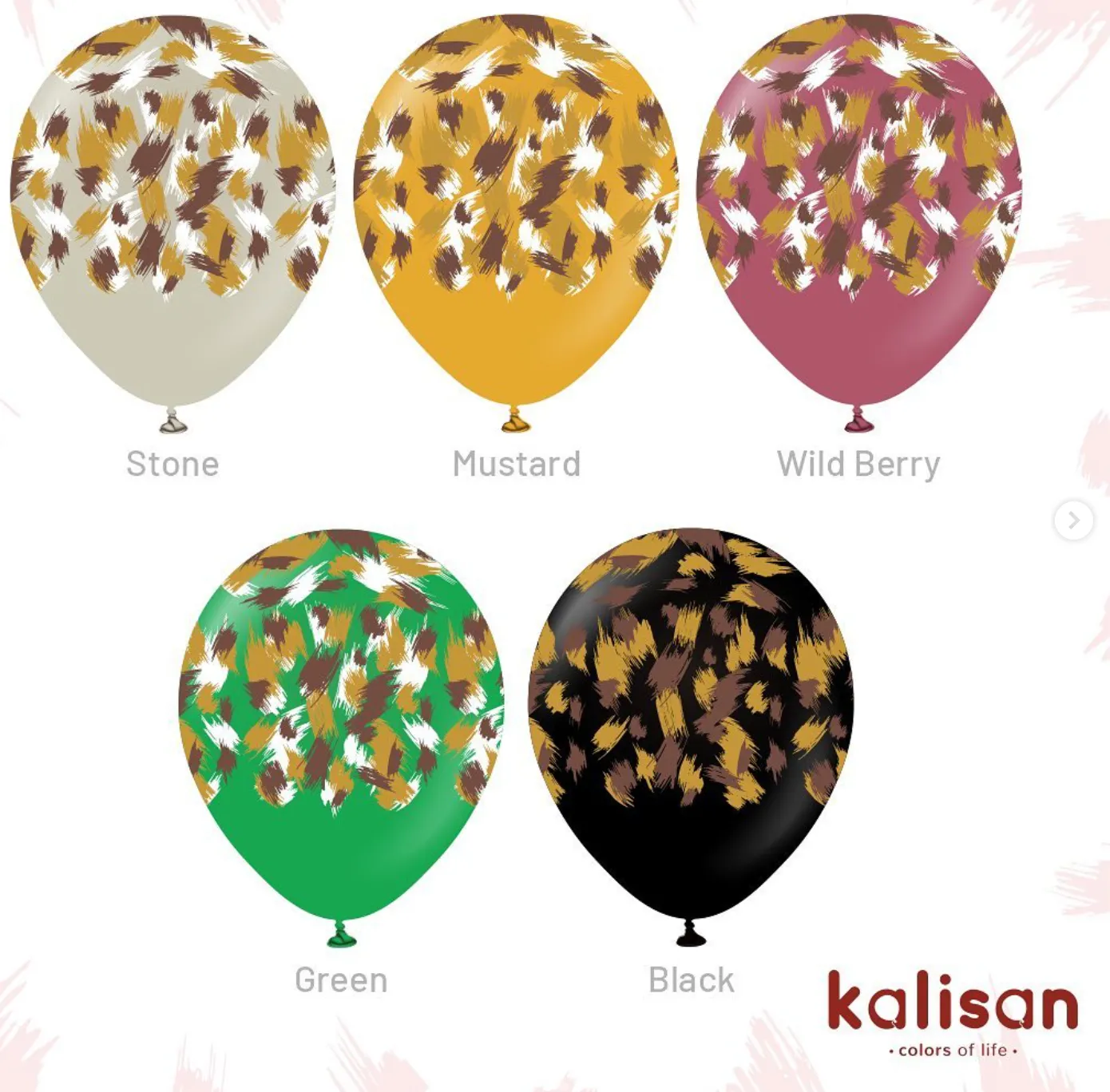 Kalisan 12" Savanna Printed Retro Mustard  Latex Balloon, 25 pieces