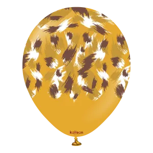 Kalisan 12" Savanna Printed Retro Mustard  Latex Balloon, 25 pieces