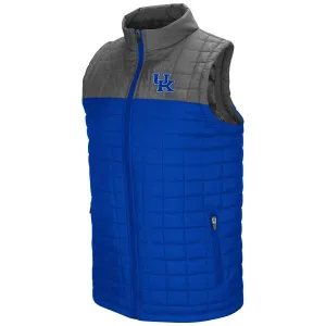 Kentucky Wildcats Colosseum Amplitude Puff Full Zip 2 Tone Blue Gray Vest