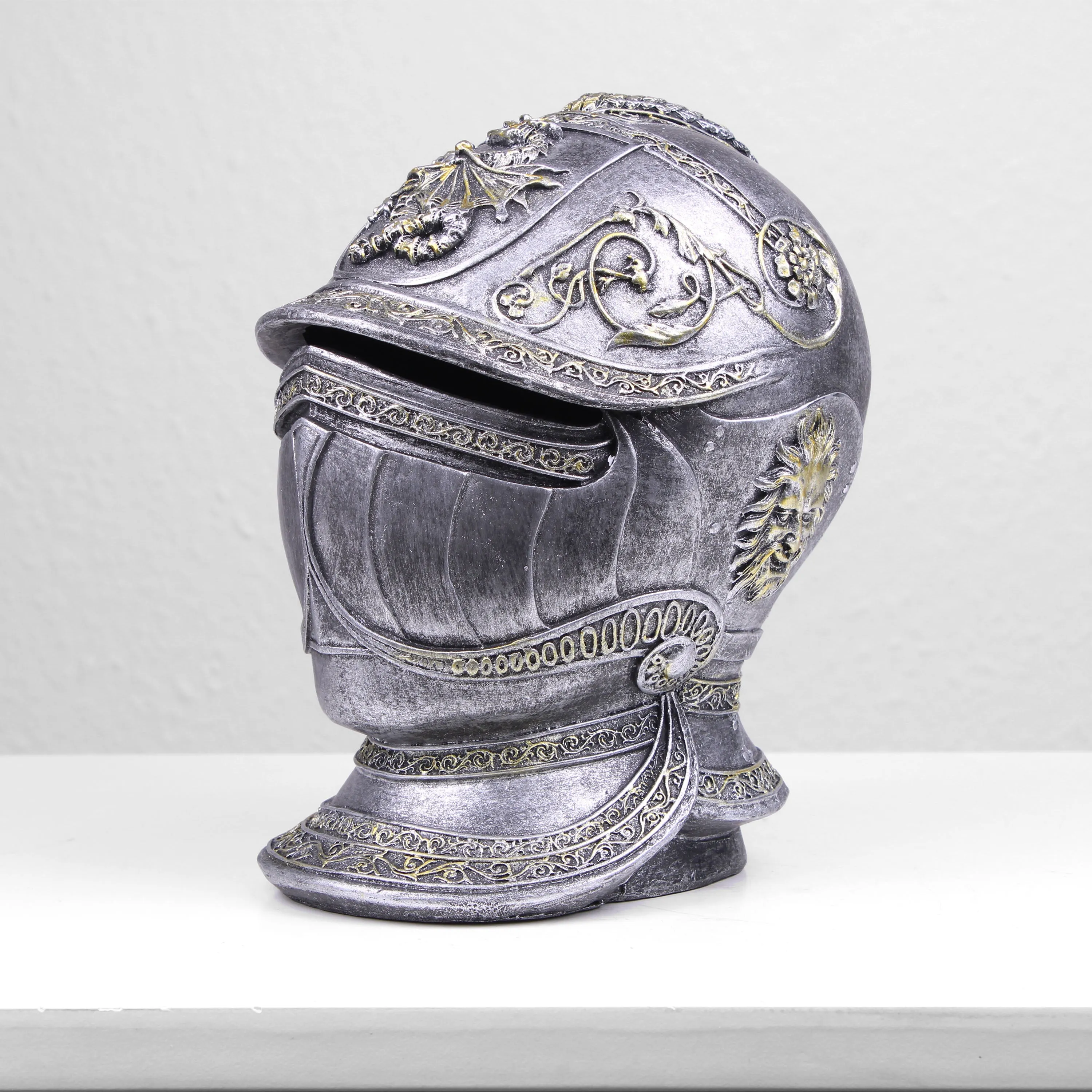 Knight Medieval Helmet Piggybank (Cold Cast Bronze Sculpture)