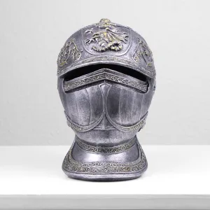 Knight Medieval Helmet Piggybank (Cold Cast Bronze Sculpture)