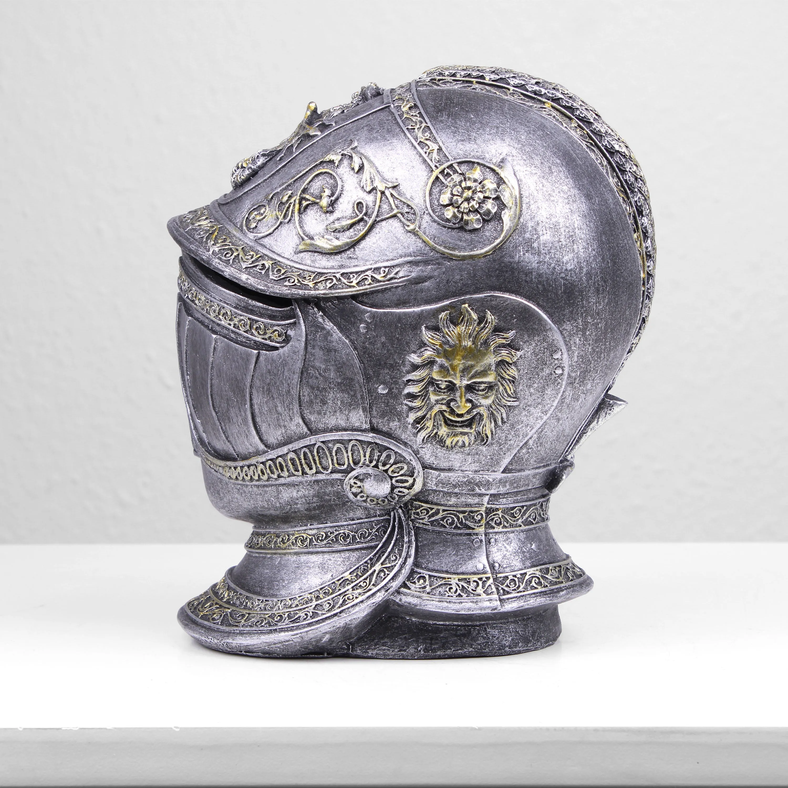 Knight Medieval Helmet Piggybank (Cold Cast Bronze Sculpture)