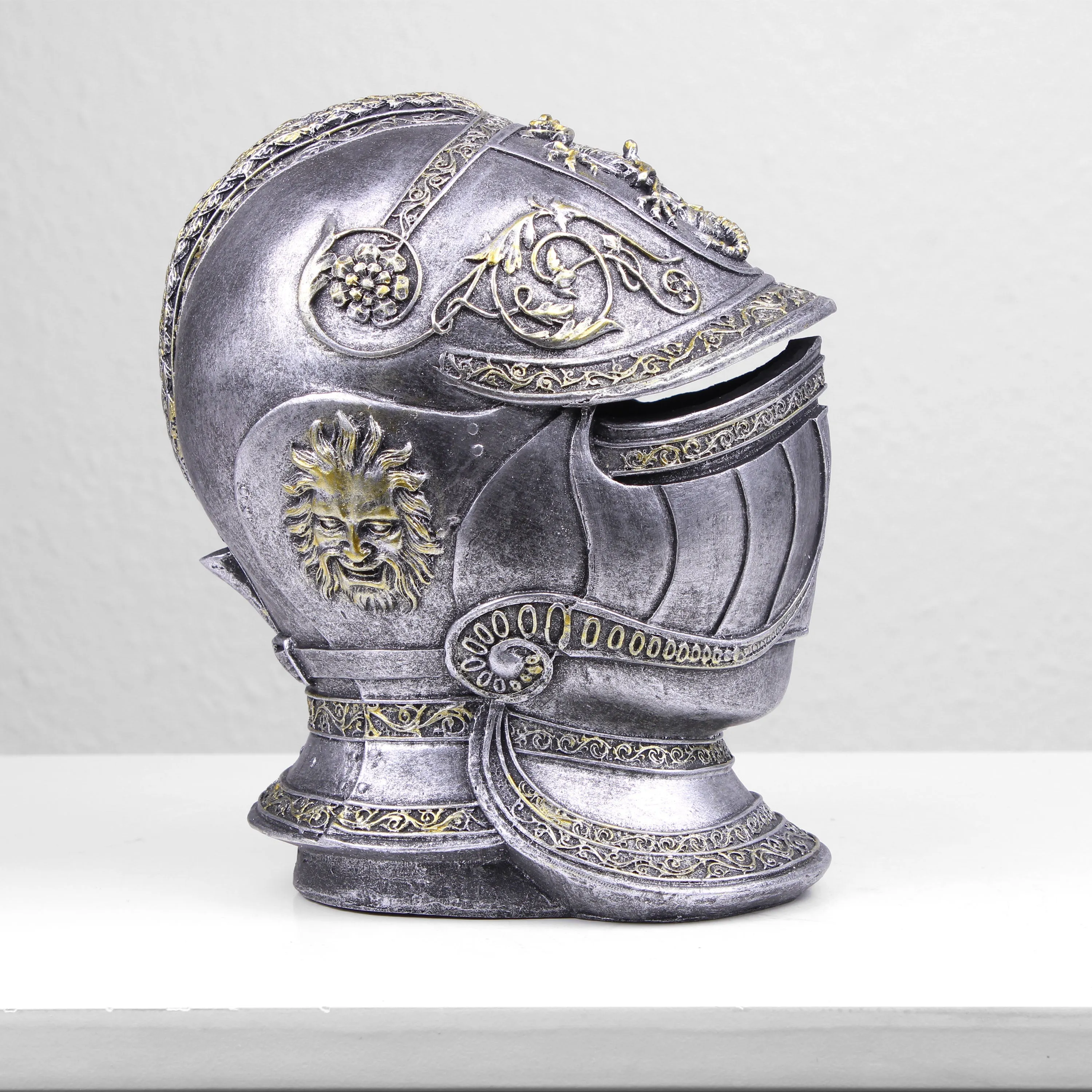 Knight Medieval Helmet Piggybank (Cold Cast Bronze Sculpture)