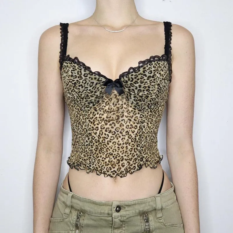 Leopard Print Lace Cami Top