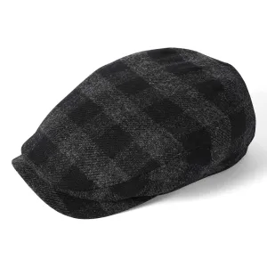 Longden Lambswool Check Flat Cap - Charcoal by Failsworth