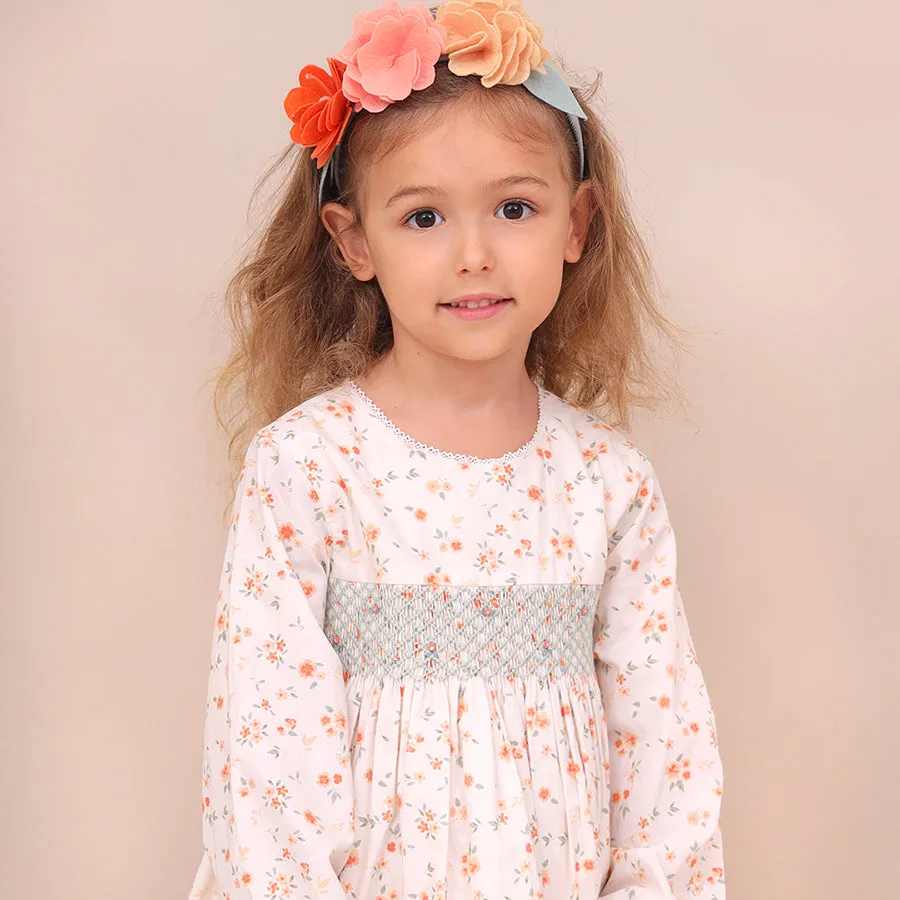 Louise print hand smocked dress