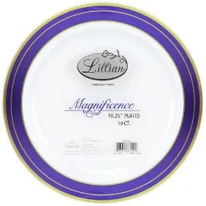 Magnificence - 10.25" Plastic Plates - Blue/Gold - 10 ct.  (Case Qty: 120)