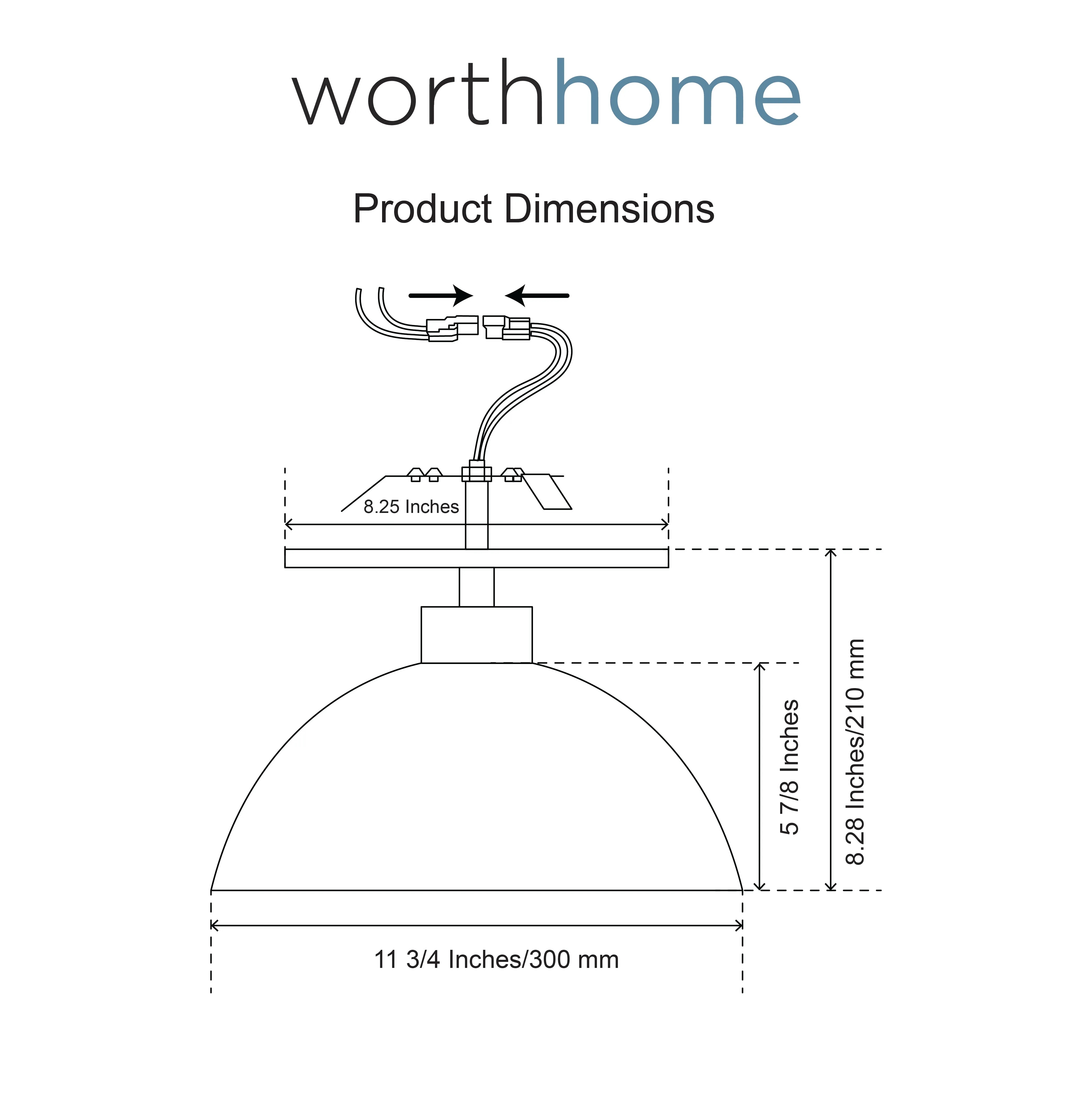 Matte Black & Gold Metal Dome Instant Semi Flush Conversion Kit