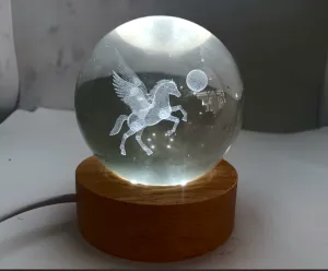 3D Printed Pegasus in Medium-Size Glass Globe - Decorative Ornament