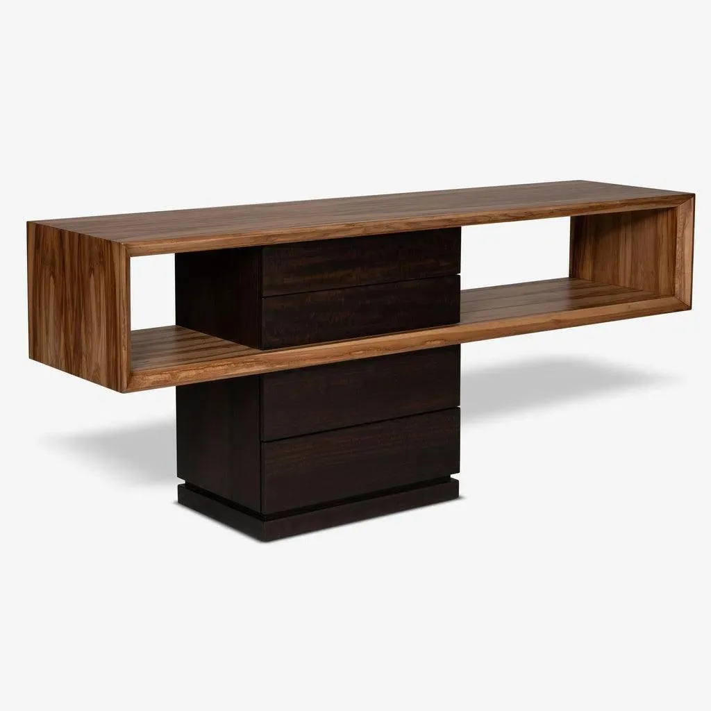 Mensa Smoked Eucalyptus Top Wooden Console Table