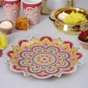 Multicoloured Paper Diwali Plates x 8