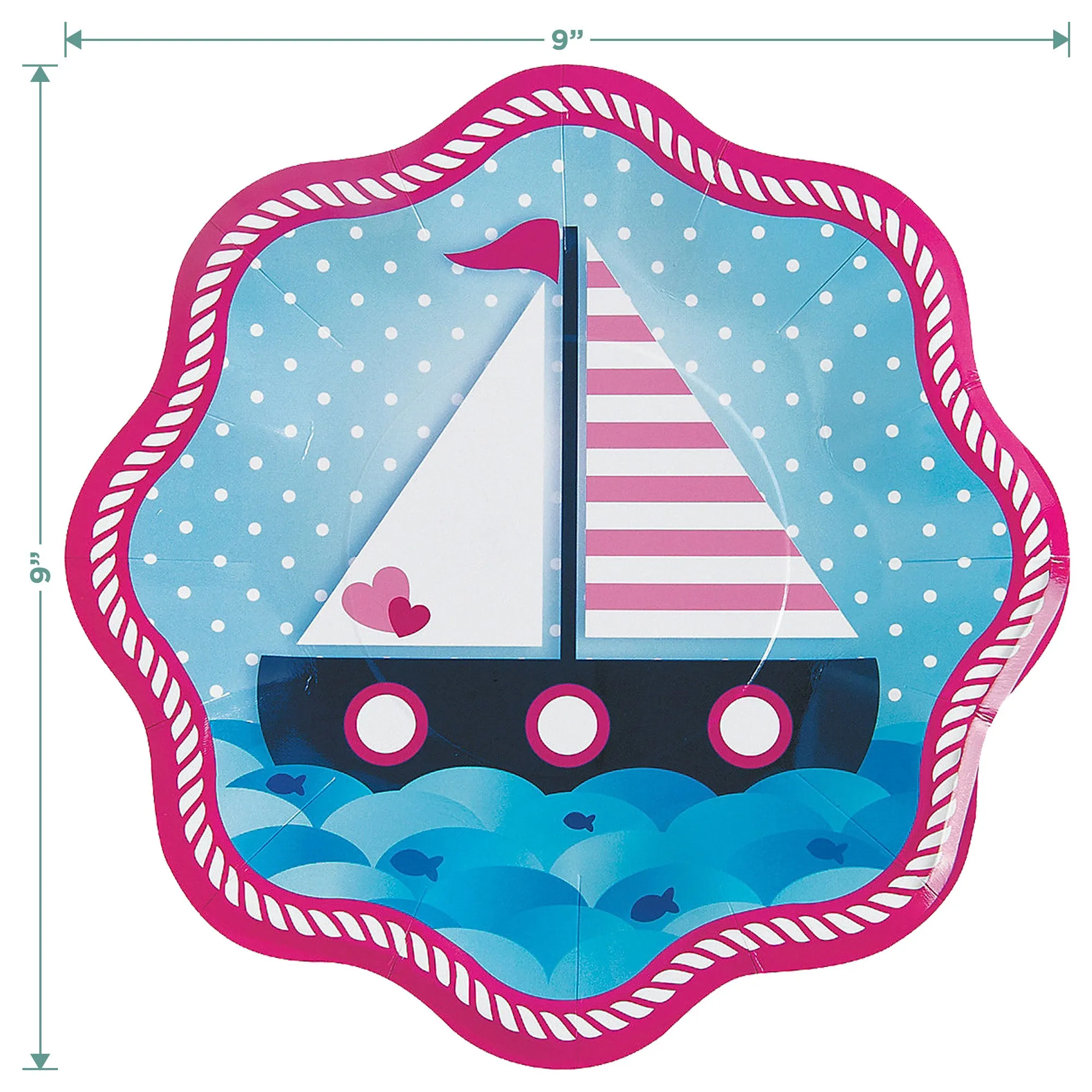 Nautical Girl Party Pack - Paper Plates, Napkins, Table Cover, and Cups (16 Plates, Napkins, & Cups)