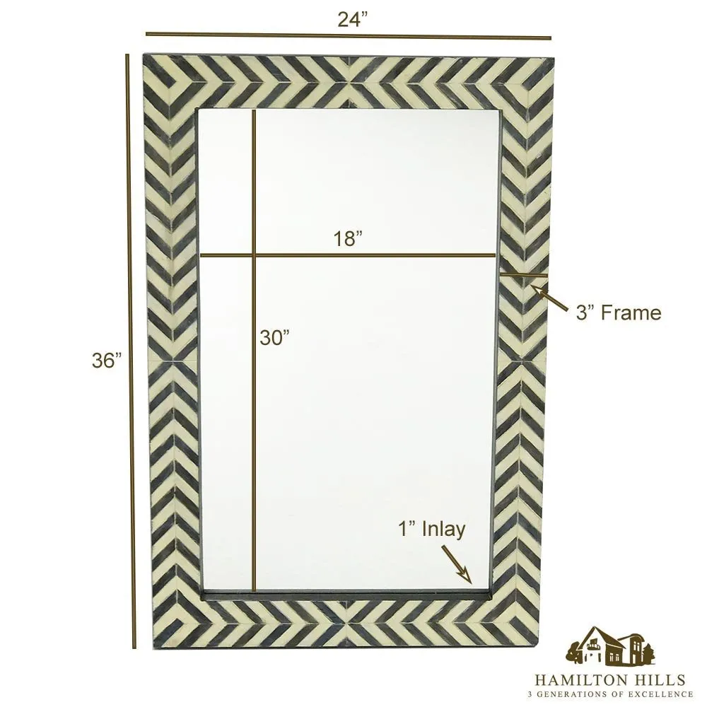 New Contemporary Herringbone Pattern Modern Wall Mirror | Vanity Bedroom or Bathroom 24" x