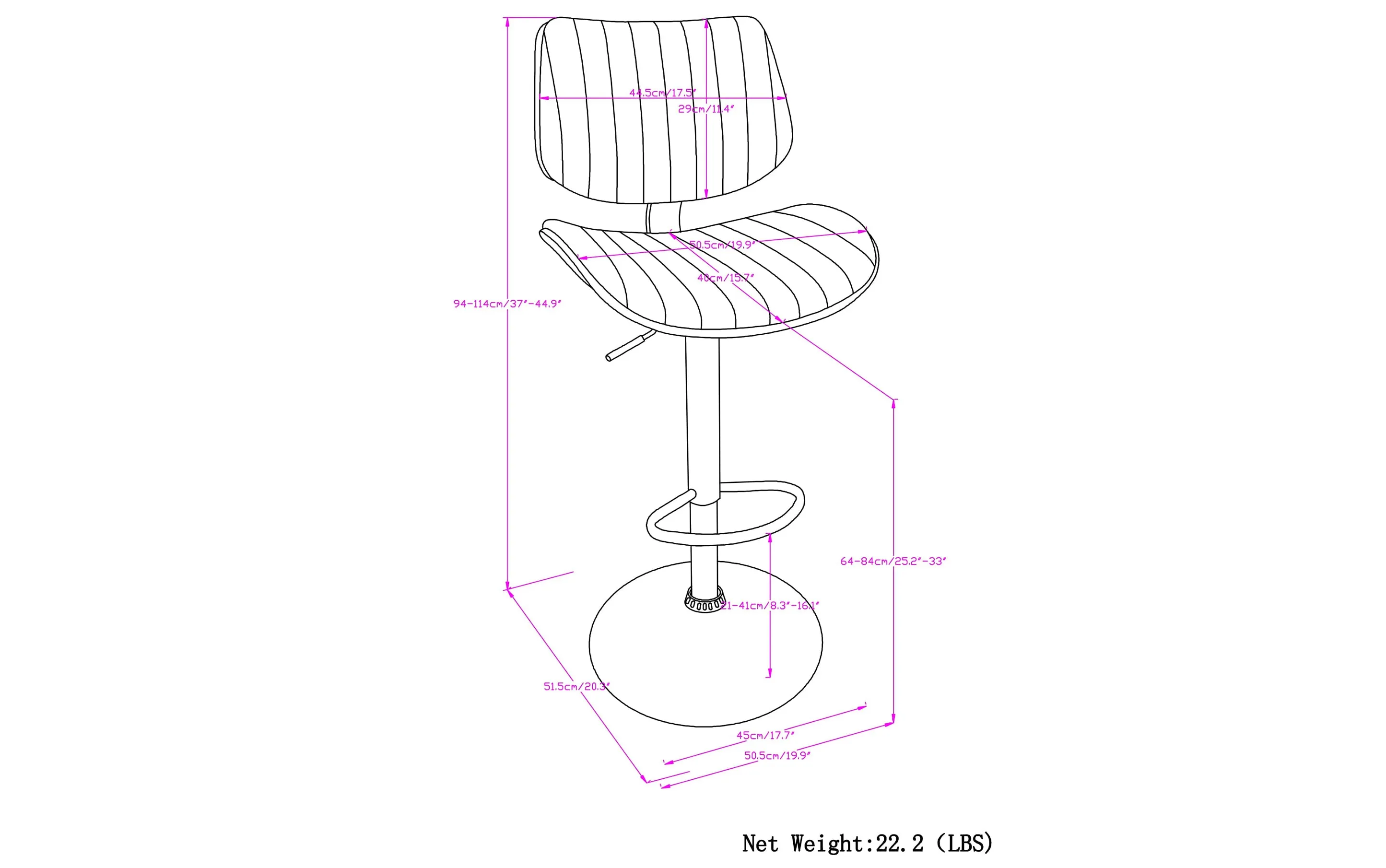 Novak Adjustable Swivel Bar Stool in Linen