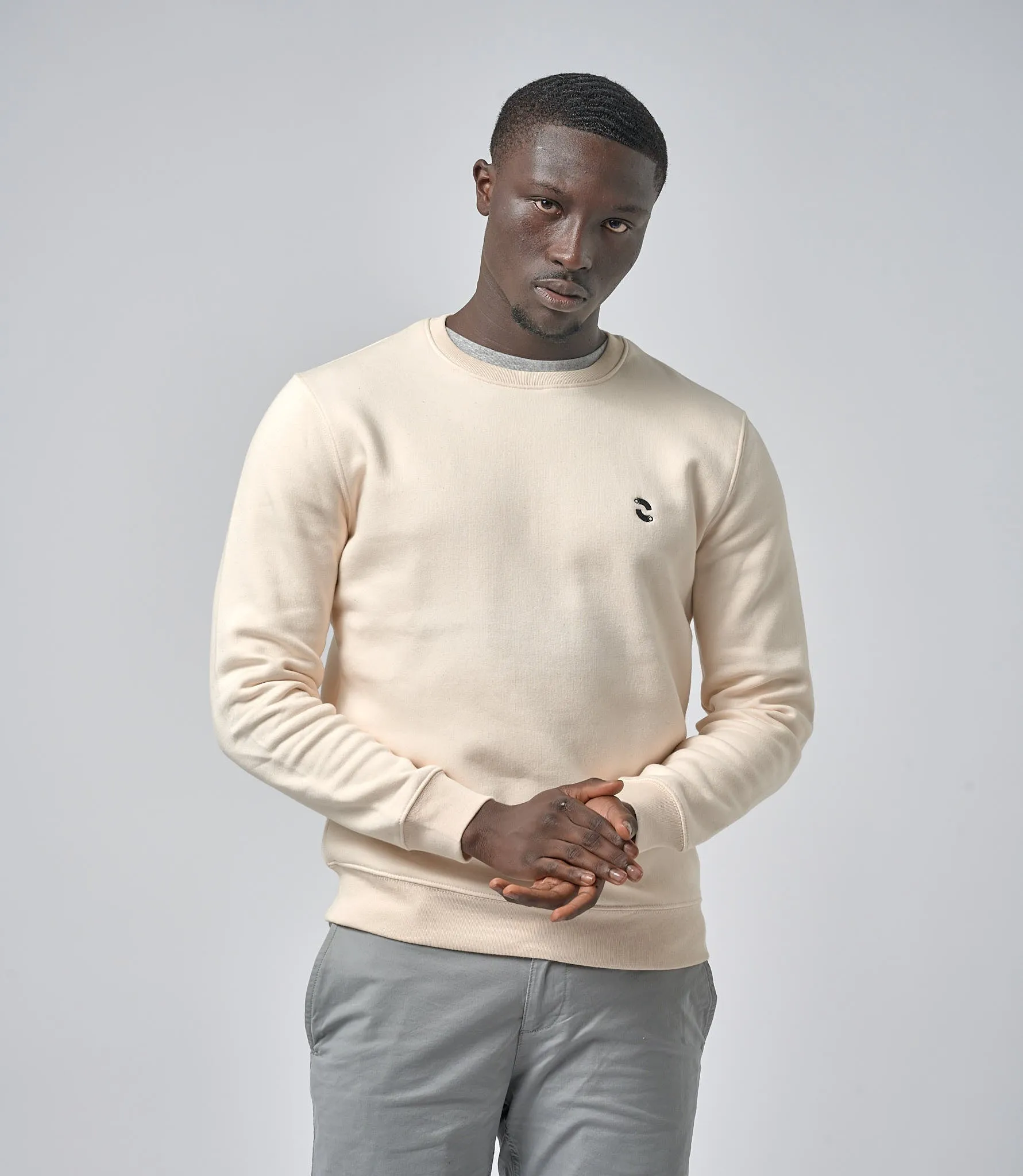 Omnitau Men's Prime Organic Cotton Crew Neck Sweatshirt - Cream