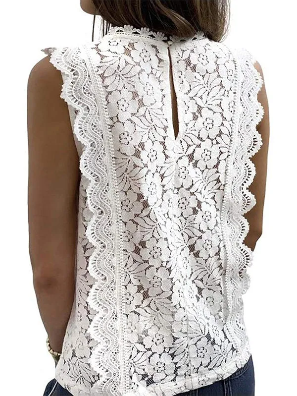 Original Lace Solid Color Loose Vest Top