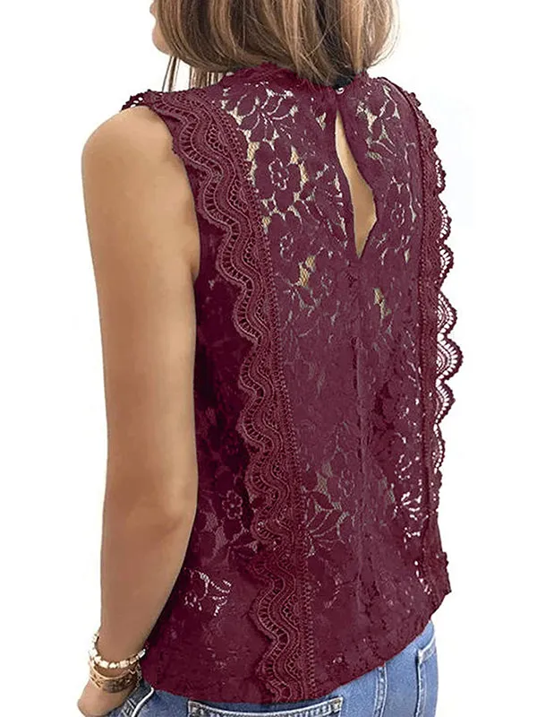 Original Lace Solid Color Loose Vest Top