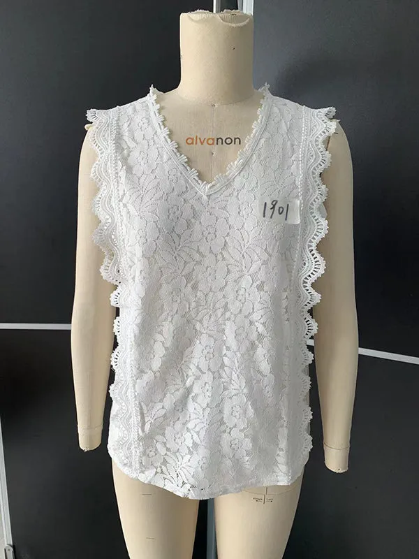 Original Lace Solid Color Loose Vest Top