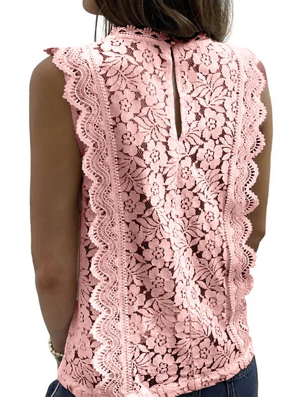 Original Lace Solid Color Loose Vest Top