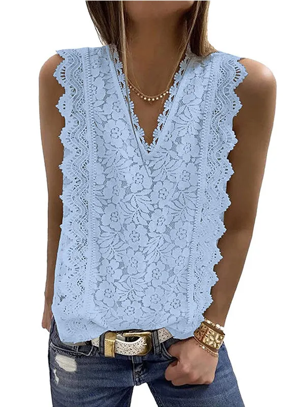 Original Lace Solid Color Loose Vest Top