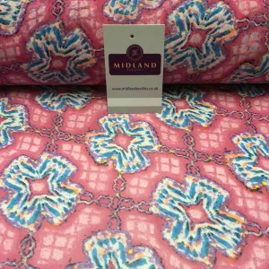 Pink Geometric Printed Crepe chiffon Dress Fabric 150 cm MK1190-31 Mtex