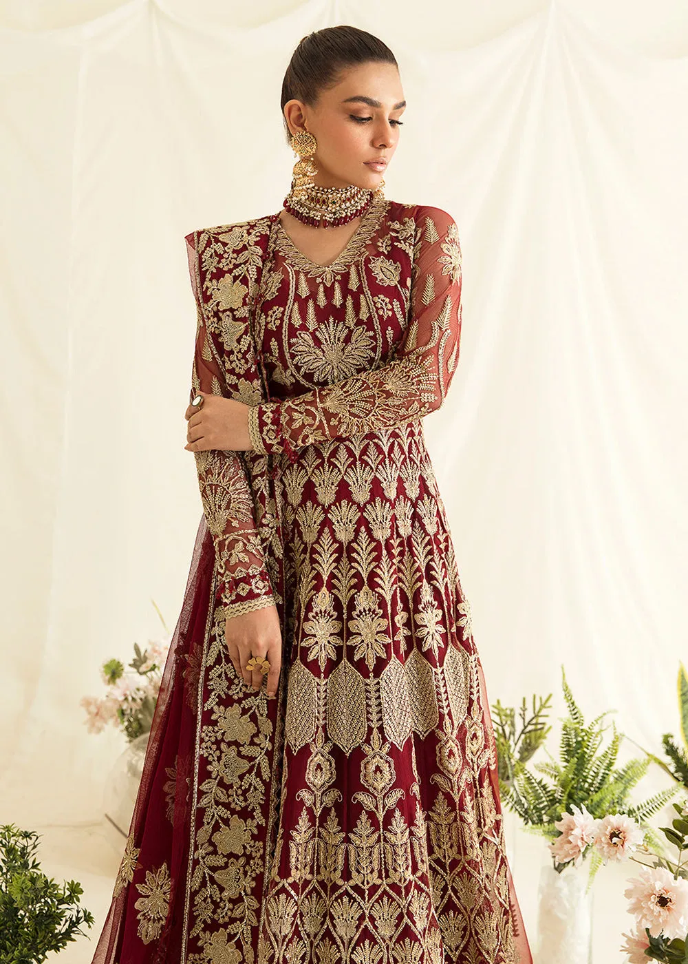 Red Pakistani Maxi Dress | Ayzel | Fleur De Lis Formals’23 | Tresor