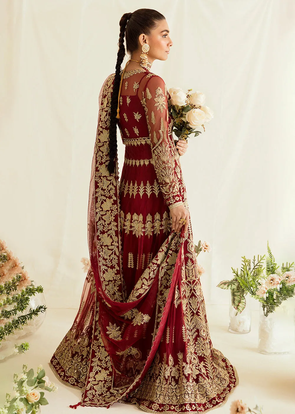 Red Pakistani Maxi Dress | Ayzel | Fleur De Lis Formals’23 | Tresor