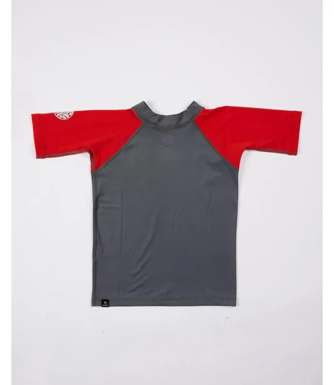 Ripcurl Shockwave Boys Short Sleeve Rashy (2022) - Red