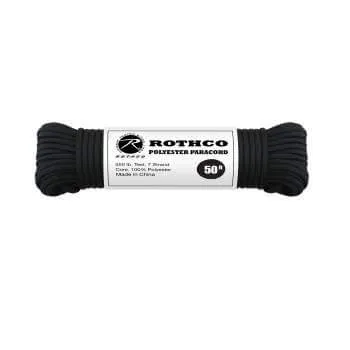 Rothco 550lb. Polyester Paracord - Black (50')