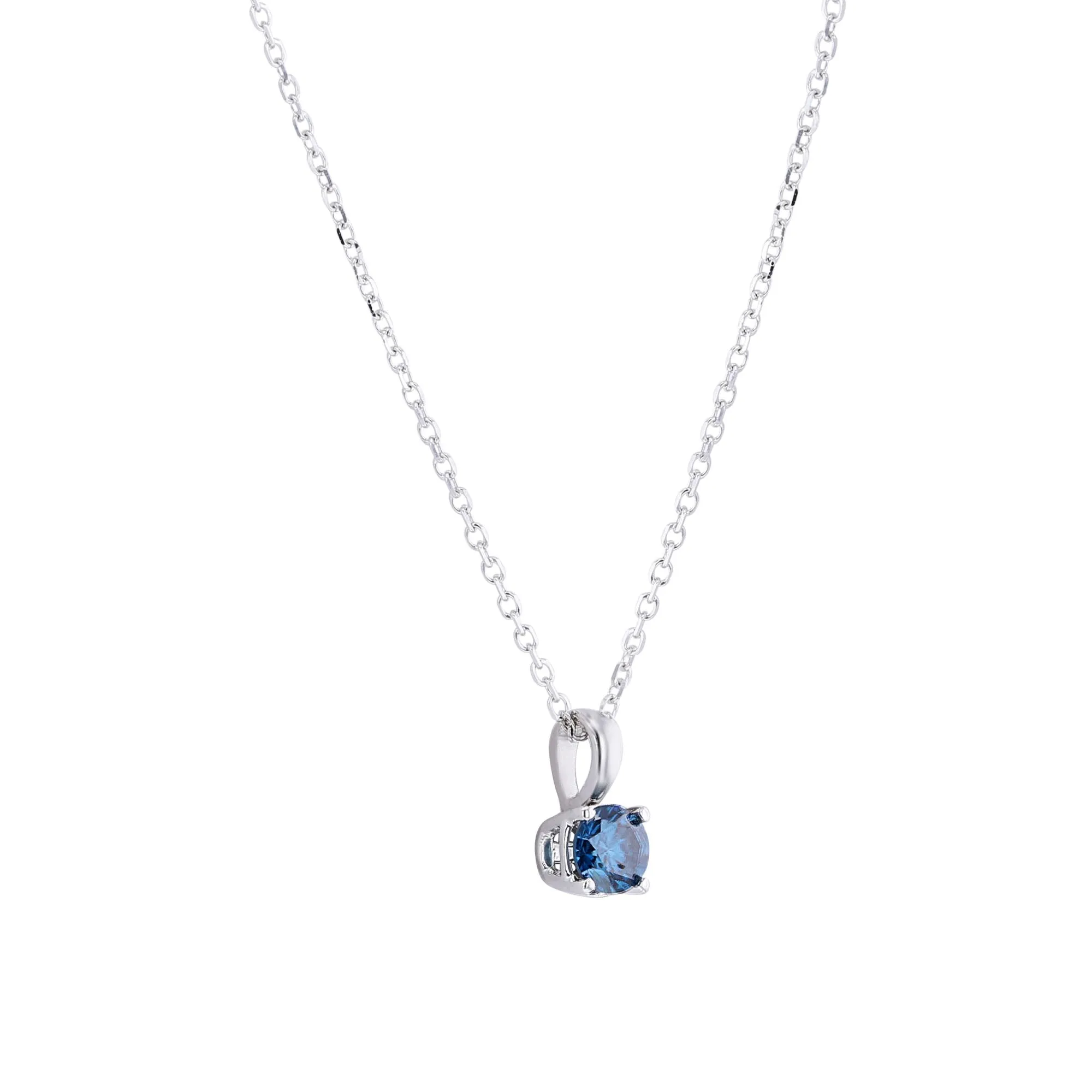 Sky Blue Diamond Solitaire Necklace 1/4ct