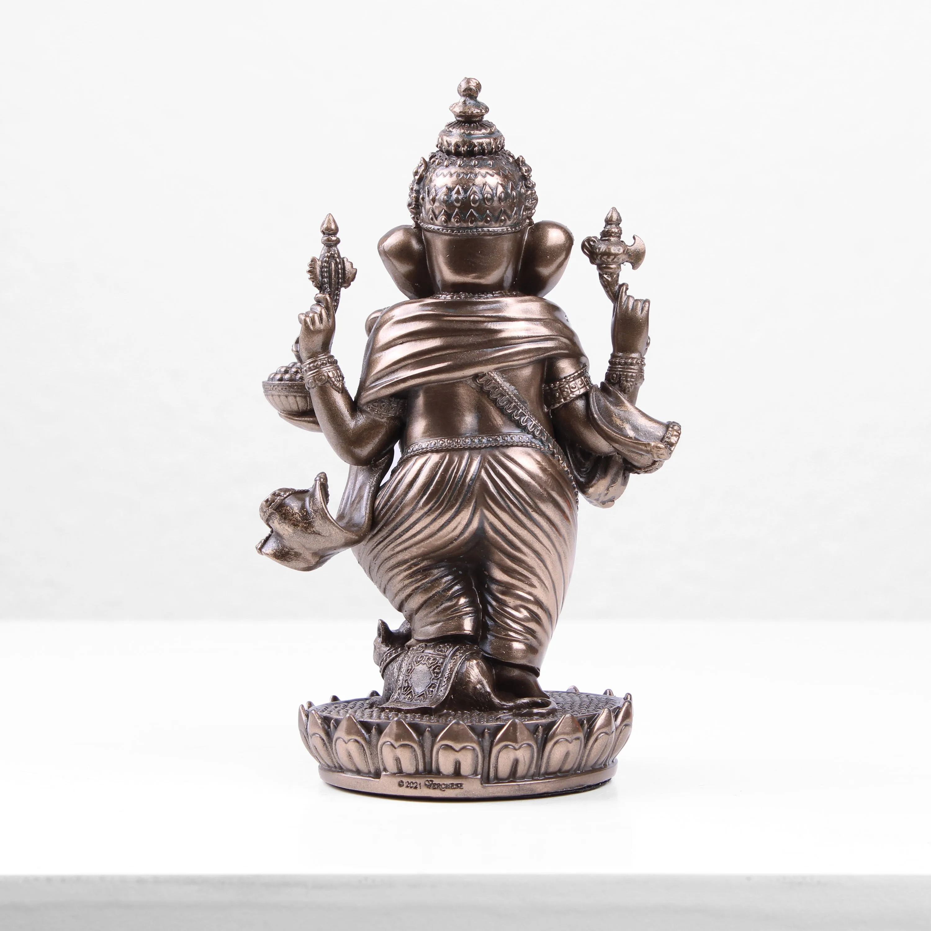 Standing Ganesha Statue on Lotus Base (Cold Cast Bronze Sculpture)