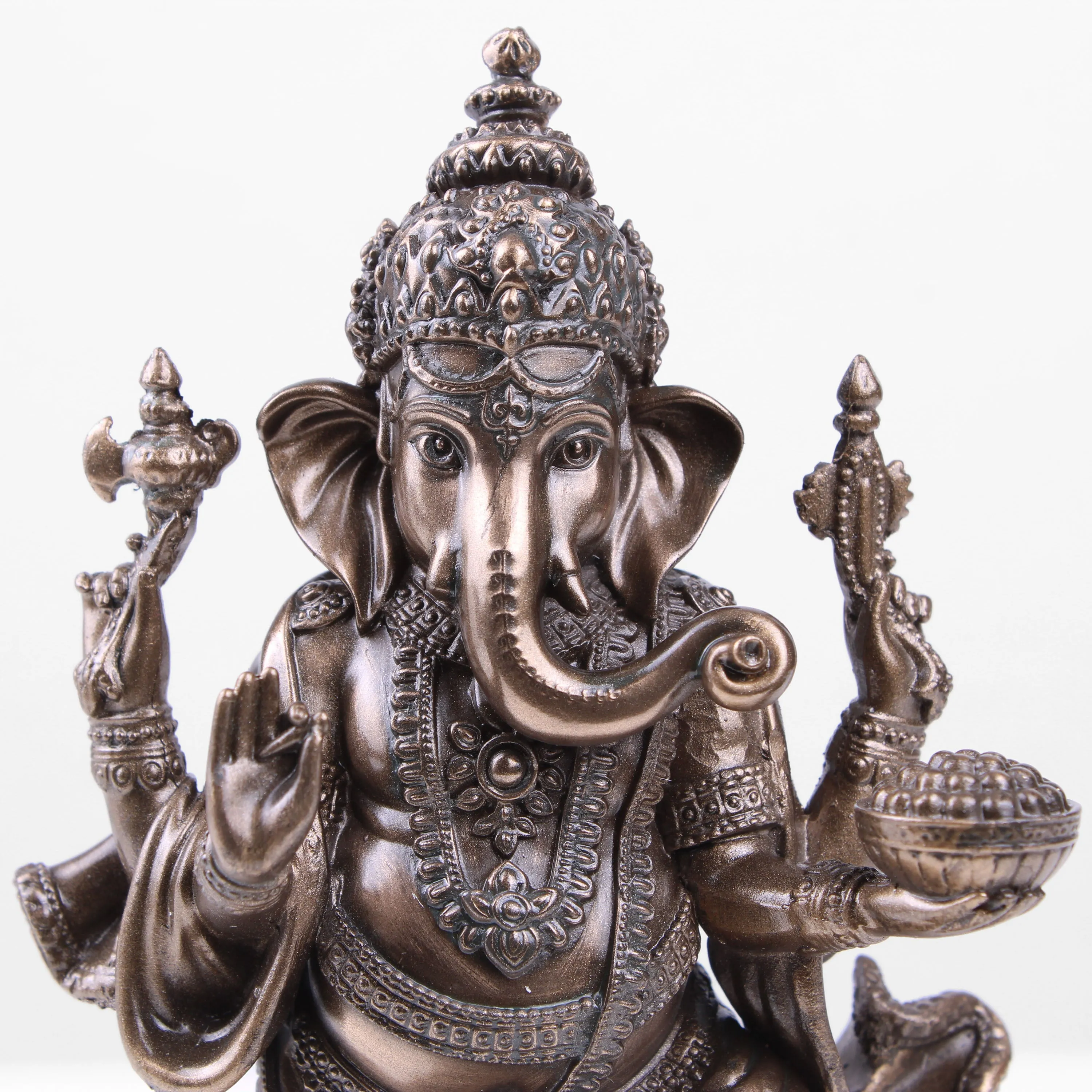 Standing Ganesha Statue on Lotus Base (Cold Cast Bronze Sculpture)