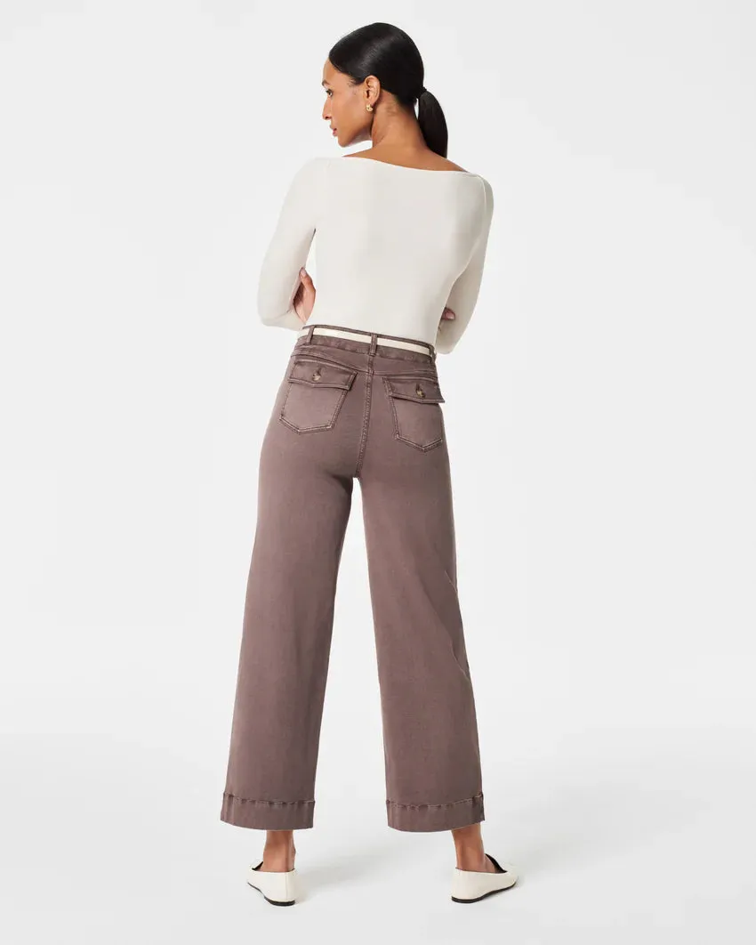 Stretch Twill Cropped Wide Leg - Smoke