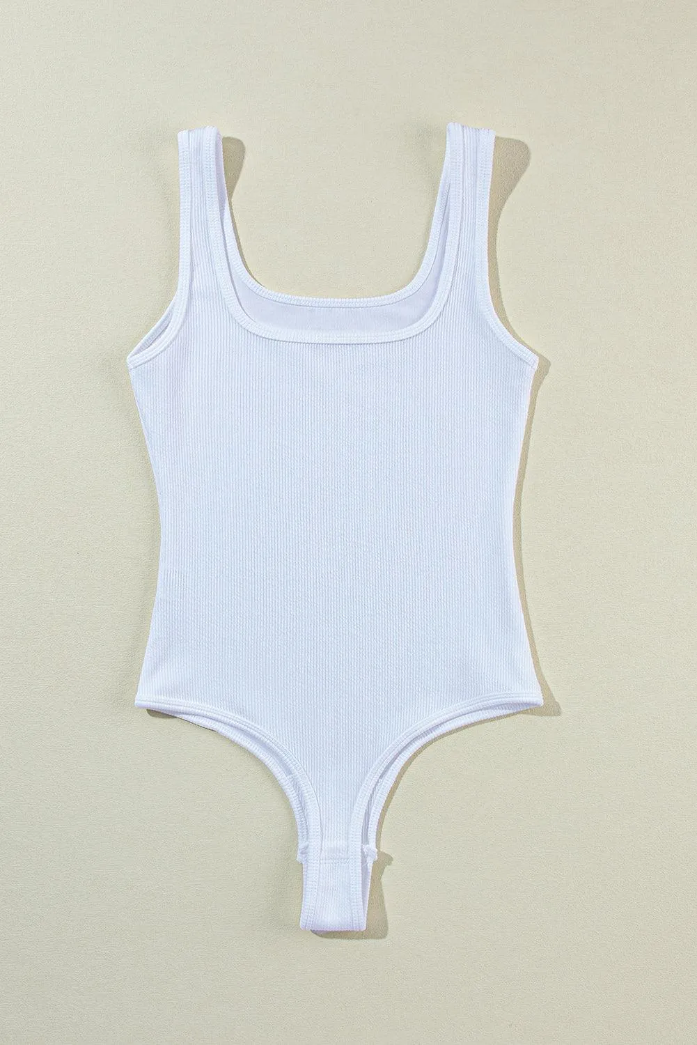 The Essential Knit Square Neck Sleeveless Summer Bodysuit White