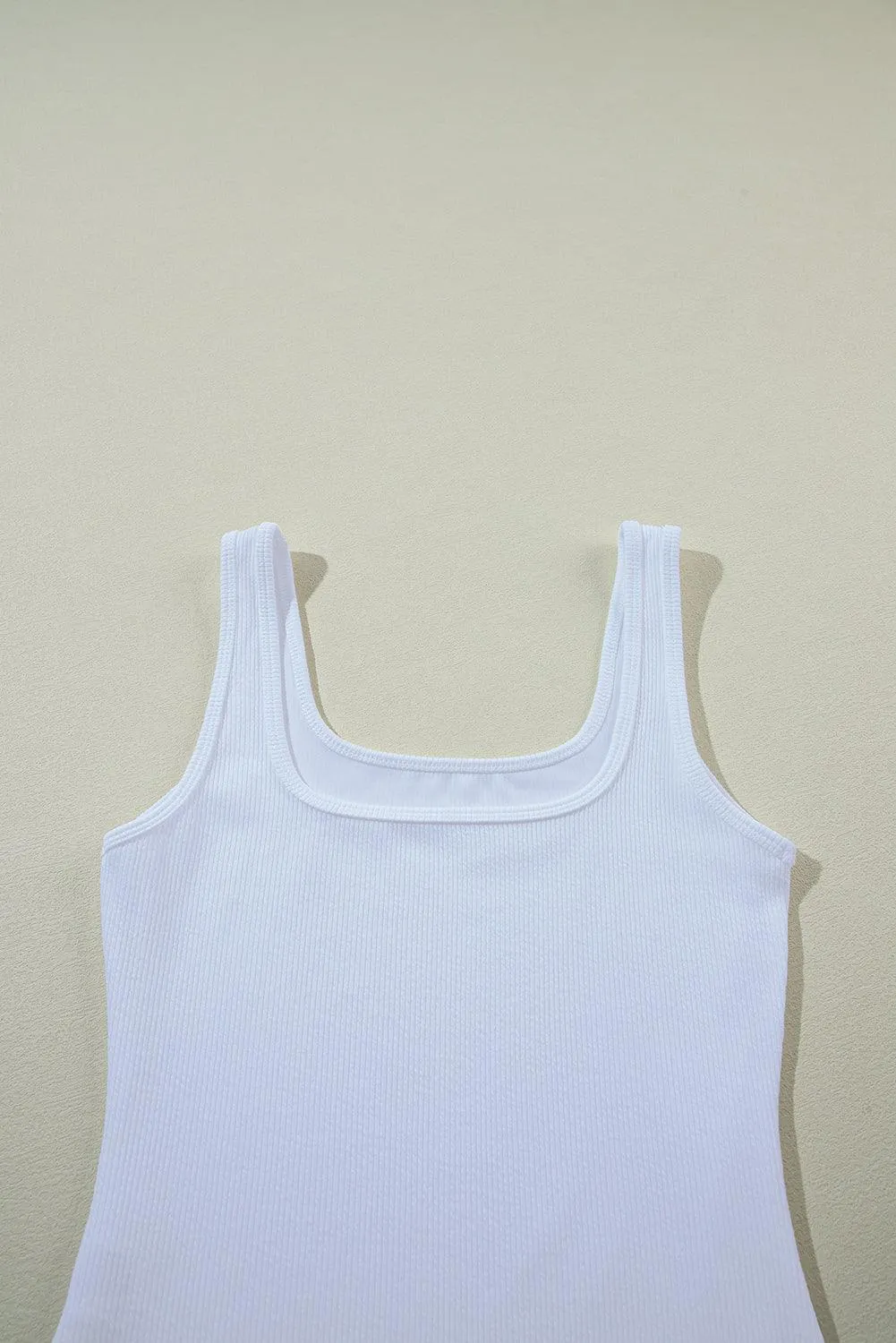 The Essential Knit Square Neck Sleeveless Summer Bodysuit White