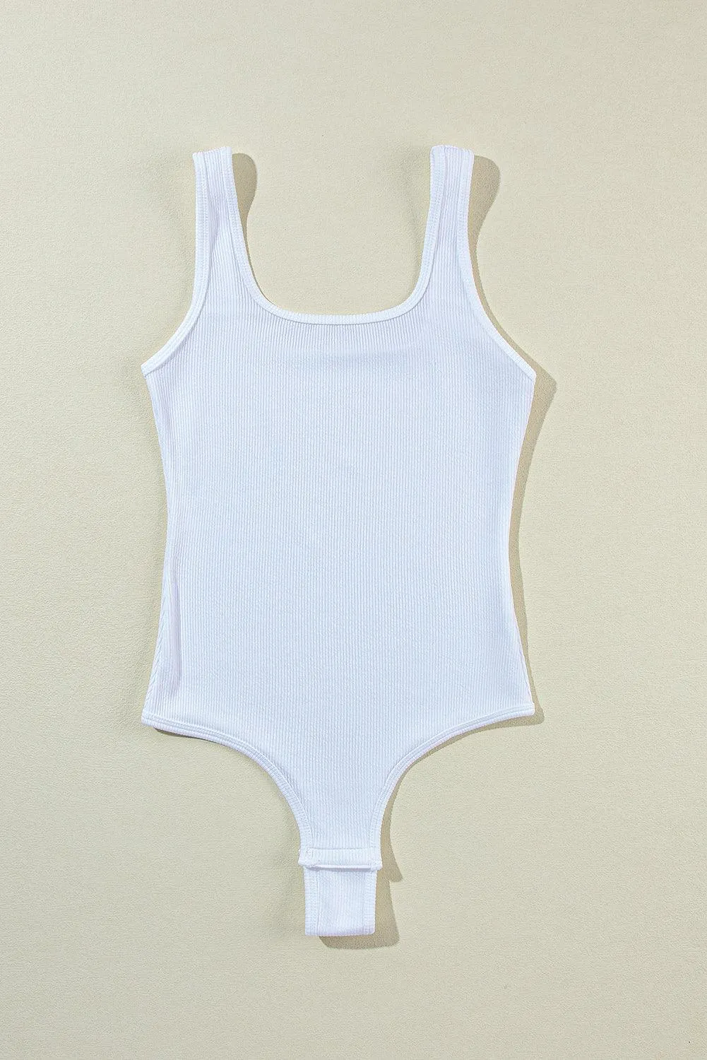 The Essential Knit Square Neck Sleeveless Summer Bodysuit White