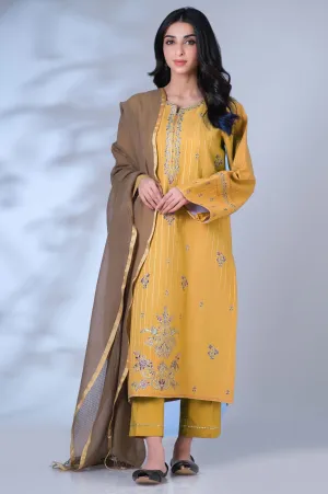 Unstitched 3 Piece Embroidered Maysuri Jacquard Suit