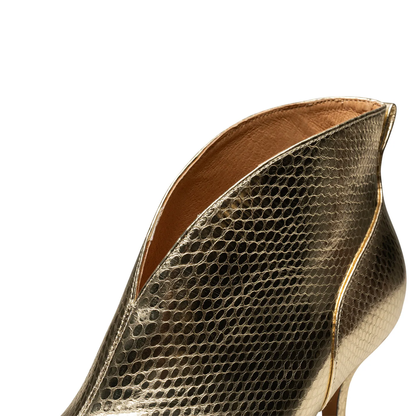 Valentine Leather Low Cut Bootie - GOLD